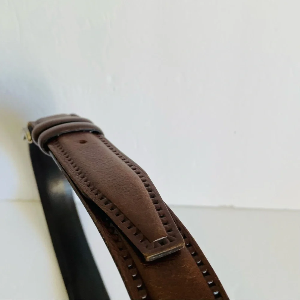 Vera Pelle Belt Men’s 451/35 Brown‎ Leather Gold Buckle Hand Made In Italy 41”